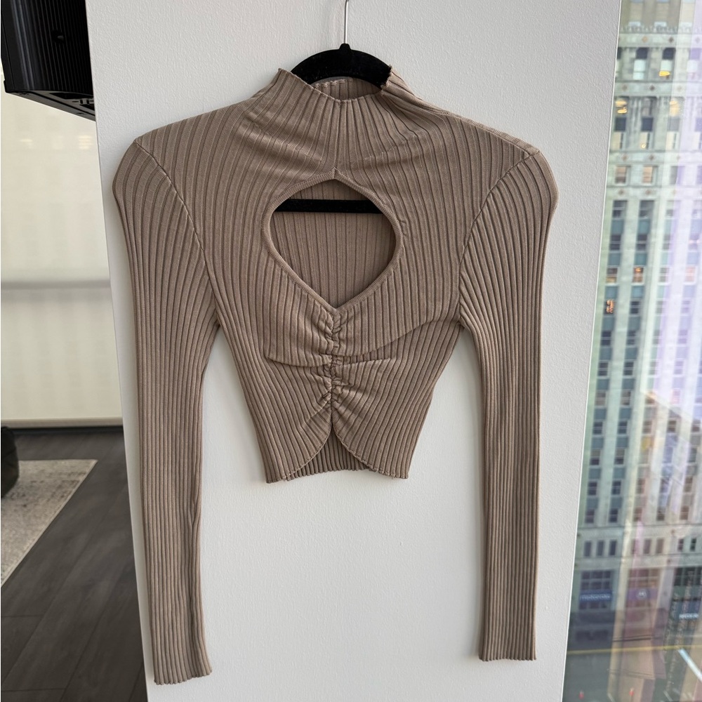 Zara Turtleneck Ribbed Top